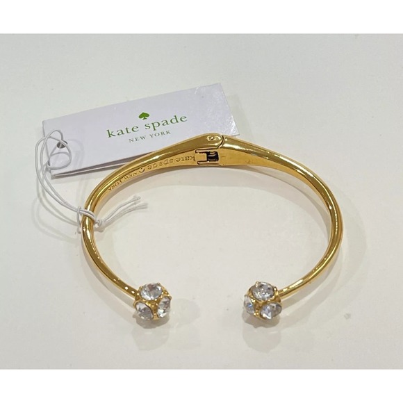 Kate Spade New York Gold Tone Crystal Open Cuff Bangle Bracelet - Picture 7 of 9